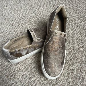 NEVER WORN Slip On Calf Hair Sneakers
